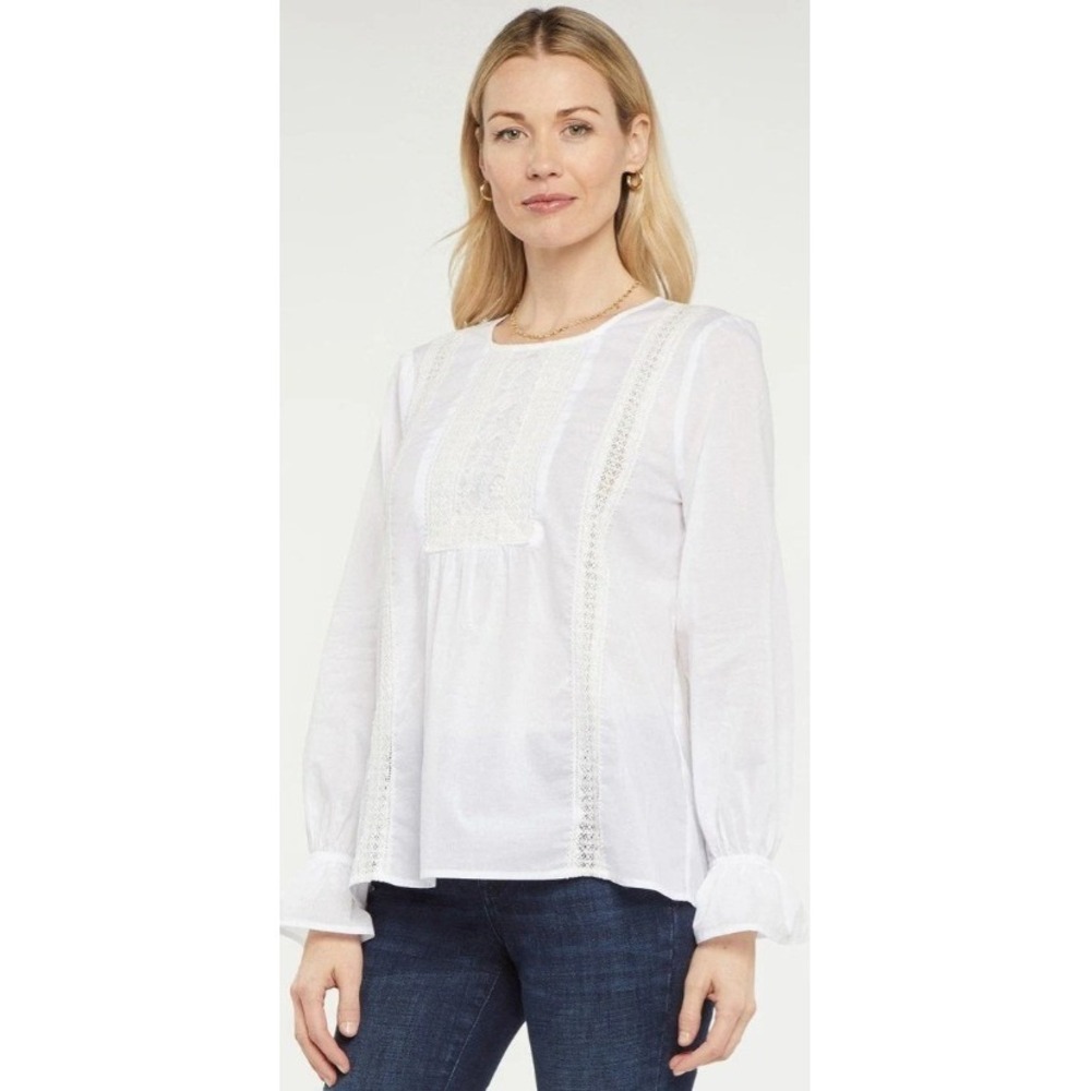 NWT Anthropologie Velvet by Graham & Spencer White Lace Peasant Top Blouse Small